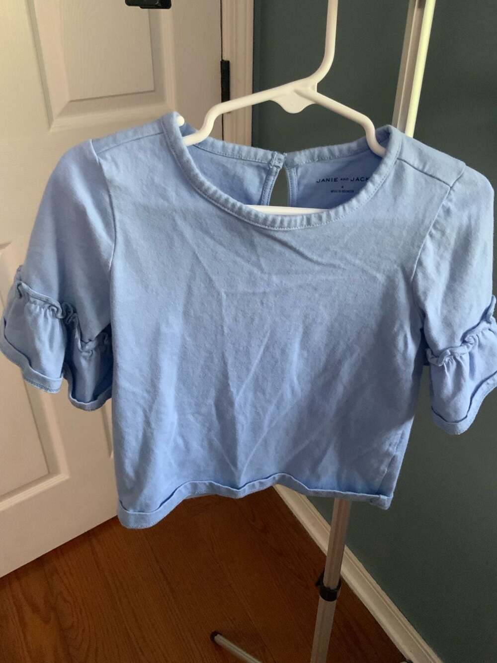 Janie and Jack Ruffle Sleeve Top Size 4 Blue Cotton